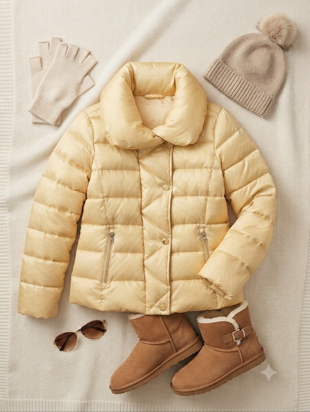Kenneth Cole New York Yellow Down Puffer Jacket Coat
